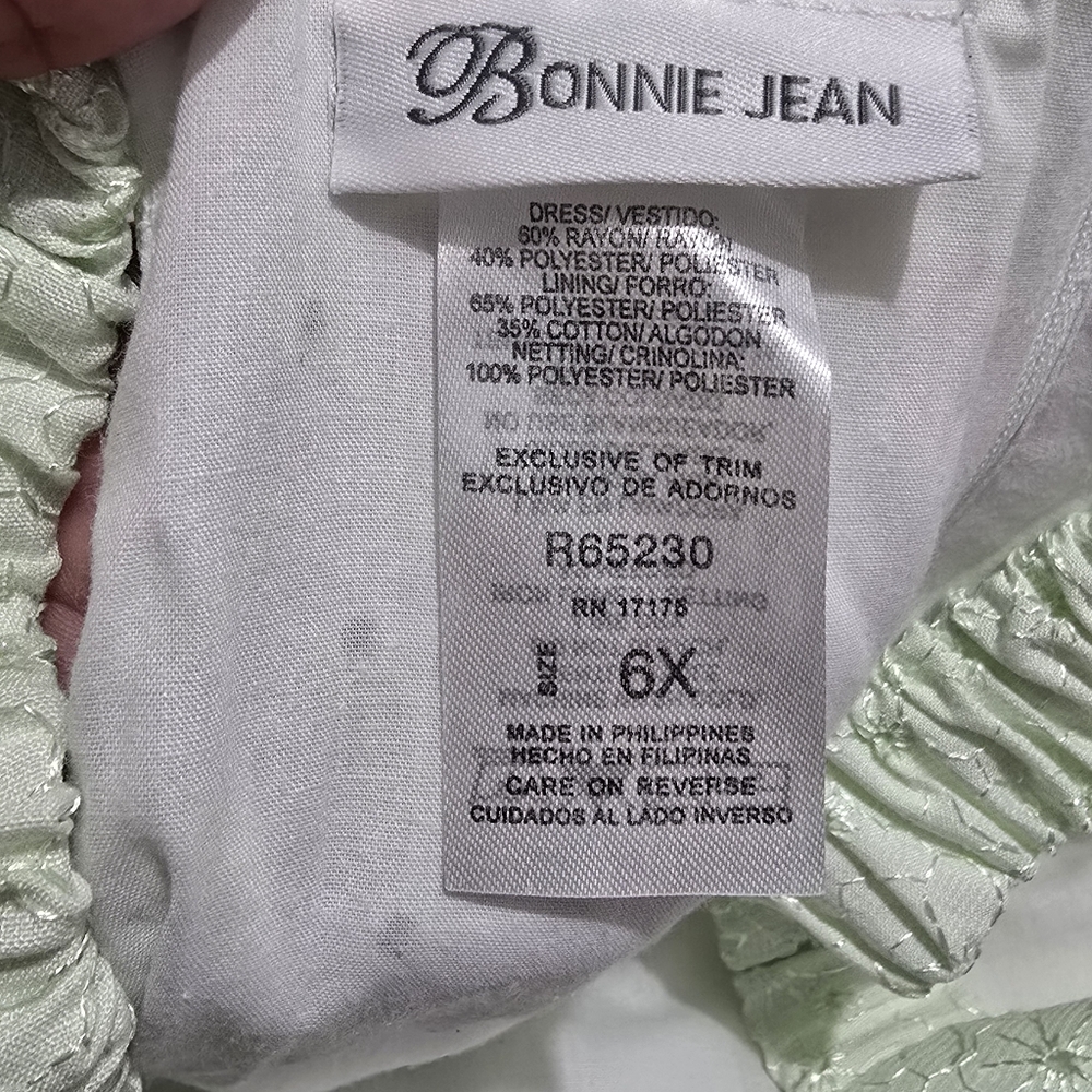 Bonnie Jean Eyelet Green Sleveless Dress For Girls Size 6x - Picture 5 of 9